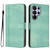 Samsung Galaxy S26 Ultra 5G Line Splicing Buckle Retro Leather Phone Case - Mint Green