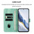 Samsung Galaxy S26 Ultra 5G Line Splicing Buckle Retro Leather Phone Case - Mint Green