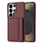 Samsung Galaxy S26 Ultra 5G Litchi Pattern Magnetic Card Bag Holder Phone Case - Wine Red