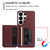 Samsung Galaxy S26 Ultra 5G Litchi Pattern Magnetic Card Bag Holder Phone Case - Wine Red