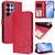 Samsung Galaxy S26 Ultra 5G Litter Panda Embossing RFID Leather Phone Case with Lanyard - Rose Red
