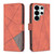 Samsung Galaxy S26 Ultra 5G Magnetic Buckle Rhombus Texture Leather Phone Case - Brown