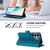Samsung Galaxy S26 Ultra 5G Magnetic Closure 9 Card Slots Zipper Leather Case with Hand Strap - Turquoise