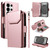 Samsung Galaxy S26 Ultra 5G Multi Card Wallet Leather Phone Case with Strap - Rose Gold