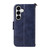 Samsung Galaxy S26 Ultra 5G Multi-card Slots Crossbody Cowhide Leather Phone Case - Blue