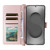 Samsung Galaxy S26 Ultra 5G Multifunctional 6-Card Slots Leather Phone Case with Wrist Strap - Pink