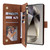 Samsung Galaxy S26 Ultra 5G Multifunctional Frosted Zipper Wallet Leather Phone Case - Brown
