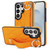 Samsung Galaxy S26 Ultra 5G Non-slip Full Coverage Ring PU Phone Case with Wristband - Orange