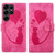 Samsung Galaxy S26 Ultra 5G Pen Heart Cat Embossed Leather Phone Case - Pink