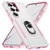 Samsung Galaxy S26 Ultra 5G Pioneer Armor Heavy Duty PC Hybrid TPU Phone Case with Holder - White+Pink