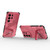 Samsung Galaxy S26 Ultra 5G Punk Armor 2 in 1 PC + TPU Shockproof Phone Case with Invisible Holder - Light Red