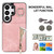 Samsung Galaxy S26 Ultra 5G Retro Ring and Zipper RFID Card Slot Phone Case - Pink
