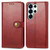 Samsung Galaxy S26 Ultra 5G Retro Solid Color Buckle Leather Phone Case - Red