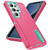 Samsung Galaxy S26 Ultra 5G Rugged PC Hybrid Silicone Phone Case with Holder - Rose Red+Light Green