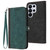 Samsung Galaxy S26 Ultra 5G Side Buckle Double Fold Hand Strap Leather Phone Case - Dark Green