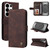 Samsung Galaxy S26 Ultra 5G Skin Feel Life Tree Metal Button Leather Phone Case - Brown
