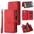 Samsung Galaxy S26 Ultra 5G Skin Feel Multi Card Slots Zipper Wallet Leather Phone Case - Red