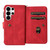 Samsung Galaxy S26 Ultra 5G Skin Feel Multi Card Slots Zipper Wallet Leather Phone Case - Red