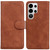 Samsung Galaxy S26 Ultra 5G Skin Feel Pure Color Flip Leather Phone Case - Brown