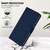 Samsung Galaxy S26 Ultra 5G Skin Feel Solid Color Leather Phone Case with Lanyard - Navy Blue