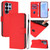 Samsung Galaxy S26 Ultra 5G Skin Feel Solid Color Leather Phone Case with Lanyard - Red