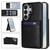 Samsung Galaxy S26 Ultra 5G Solid Color Card Slots Bracket PU Phone Case - Black