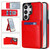 Samsung Galaxy S26 Ultra 5G Solid Color Card Slots Bracket PU Phone Case - Red