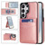Samsung Galaxy S26 Ultra 5G Solid Color Card Slots Bracket PU Phone Case - Rose Gold