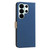 Samsung Galaxy S26 Ultra 5G Splicing Color Hollow Flower Pattern RFID Leather Phone Case - Dark Blue