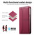 Samsung Galaxy S26 Ultra 5G Stitched Line Magnetic RFID Vegan Leather Phone Case - Wine Red