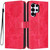 Samsung Galaxy S26 Ultra 5G Sunflower Embossed Vegan Leather Phone Case with Small Black Rope - Red