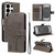 Samsung Galaxy S26 Ultra 5G Tree & Cat Embossed Pattern Flip Leather Phone Case - Grey