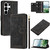 Samsung Galaxy S26 Ultra 5G Tulips Embossed Leather Phone Case with Lanyard - Black