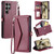 Samsung Galaxy S26 Ultra 5G Wallet Multi-card Slot Leather Phone Case with Lanyard - Wine Red