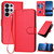Samsung Galaxy S26 Ultra 5G YX0070 Carbon Fiber Buckle Leather Phone Case with Lanyard - Red