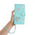 Samsung Galaxy S26 Ultra 5G ZS01 Double-Layer Heart Floral Vegan Leather Phone Case with Wrist Strap - Mint Green