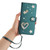 Samsung Galaxy S26 Ultra 5G ZS01 Double-Layer Heart Floral Vegan Leather Phone Case with Wrist Strap - Peacock Green