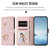 Samsung Galaxy S26 Ultra 5G ZS01 Double-Layer Heart Floral Vegan Leather Phone Case with Wrist Strap - Pink