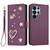 Samsung Galaxy S26 Ultra 5G ZS01 Double-Layer Heart Floral Vegan Leather Phone Case with Wrist Strap - Violet
