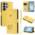 Samsung Galaxy S26 Ultra 5G ZS01 Double-Layer Heart Floral Vegan Leather Phone Case with Wrist Strap - Yellow