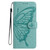 iPhone 16e / 17e Butterfly Flutter Pattern Embossed Leather Phone Case - Green
