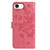 iPhone 16e / 17e Butterfly Flutter Pattern Embossed Leather Phone Case - Rose Red