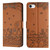 iPhone 16e / 17e Cat Embossing Pattern Leather Phone Case with Lanyard - Brown