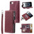 iPhone 16e / 17e Grid Texture Zipper Leather Phone Case with Lanyard - Wine Red