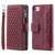 iPhone 16e / 17e Grid Texture Zipper Leather Phone Case with Lanyard - Wine Red