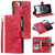iPhone 16e / 17e Multi-Card Totem Zipper Leather Phone Case - Red
