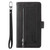 iPhone 16e / 17e Nine Card Zipper Bag Leather Phone Case with Lanyard - Black