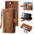 iPhone 16e / 17e Nine Card Zipper Bag Leather Phone Case with Lanyard - Brown