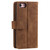 iPhone 16e / 17e Nine Card Zipper Bag Leather Phone Case with Lanyard - Brown