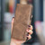 iPhone 16e / 17e Solid Color Calfskin Texture RFID Vegan Leather Phone Case - Brown